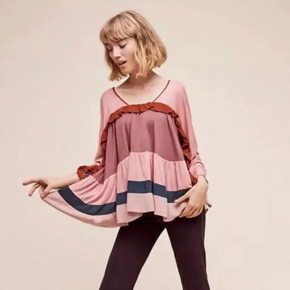EUC meadow Rue Color block Anthropologie Swing top sz small - Picture 1 of 6